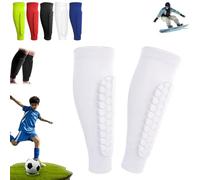 Shin Defenders Shin Guards Kids 2 Pack Shindefender Soccer Hockey Pads Socks Mat Practice Equipment for Kids Youth 4-6/8-10/10-12(White,L(age 14+))