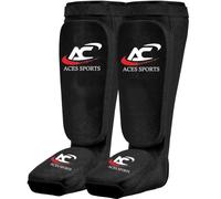 Shin Guard - Professional Muay Thai Shin Guards - Thick Leg & Foot Shin Instep Guard - Protective Sparring Gear for MMA, Taekwondo, Karate, Kickboxing (M)