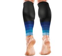 shin guards 1 Pair Sports Calf Compression Sleeves Support Brace Leg Guards Shin Splint Cycling Running Basketball Football(A-Black Blue)