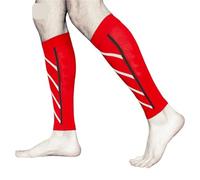 shin guards 1 Pair Sports Calf Compression Sleeves Support Brace Leg Guards Shin Splint Cycling Running Basketball Football(C-Red)
