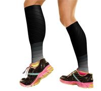 shin guards 1 Pair Sports Calf Compression Sleeves Support Brace Leg Guards Shin Splint Cycling Running Basketball Football(B-Black Gray)
