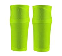 shin guards 1Pair Soccer Shin Guard Football Crashproof Calf Protector Nylon Leg Sleeves Sock with Pocket Training(Bright green,M)