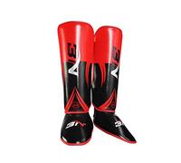 Shin Guards, Muay Thai, Kickboxing, Karate, Foot And Leg Protection, PU, Supportive Function for Taekwondo, Children's Studio, Red L Adult