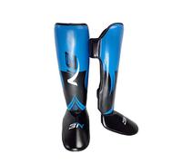 Shin Guards, Muay Thai, Kickboxing, Karate, Foot And Leg Protection, PU, Supportive Function for Taekwondo, Children's Studio, Blue L Adult