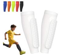 Shin Guards Shin Pads for Kids Youth Adult, Calf Compression Sleeve with Honeycomb Pads, Lightweight Calf Protective Soccer Gear for Football Baseball Boxing (White,M)