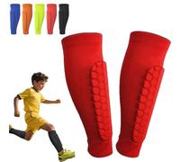 Shin Guards Shin Pads for Kids Youth Adult, Calf Compression Sleeve with Honeycomb Pads, Lightweight Calf Protective Soccer Gear for Football Baseball Boxing (Red,XL)