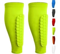 Shin Guards, Soccer Shin Guards for Kids and Aldult, Compression Sleeve with Honeycomb Pads - Soccer, Football, Boxing(Yellow,Small)