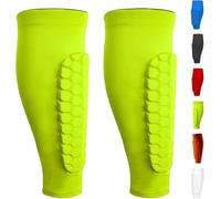 Shin Guards, Soccer Shin Guards for Kids and Aldult, Compression Sleeve with Honeycomb Pads - Soccer, Football, Boxing(Yellow,Large)