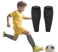 Shin Pad Sleeves Kids - Kids Shin Pads with Breathable Elastic Honeycomb,Shins Defender Kid,Comfort Footless Football Socks for Protecting the Calves of Boys and Girls (Black, XS)