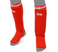 Shin Pads Fairtex SPE Elastic Competition Shin Guards for Muay Thai Kick Boxing and MMA Equipment, Guality Thai Boxing Shin Pads Shins Fairtex is Price One Size for All Shown is Per Pair (Red)