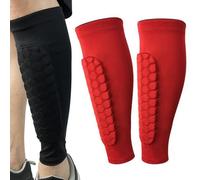 Shin Pads, Ski Shin Protector, Honeycomb Shin Defender Ski Shin Guards, Shin Protectors for Boys, Children, Teenagers, Adults, Skiing, Football, Hockey, Soccer Games Beginners (Red,L)