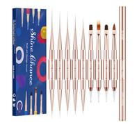 Shince Chance Nail Art Liner Brushes Set, 9Pcs Nail Art Design Brush Pen for Gel Polish Fine Drawing, Rosegold