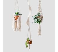SHINCULSUN Modern Minimalist Bohemian Style Hanging Planters Plant Net Pocket Hand Woven Hanging Basket Holder Tapestry Flower Basket with Exquisite Tassel Indoor Balcony Decoration (3 in 1)