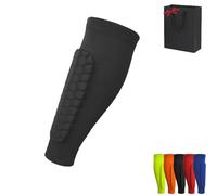 ShinDefender Kneepads, Soft Shin Guards for Kids, Washable Compression Sleeve With Honeycomb Pads for Football, Basketball, Cycling & Jogging (Black, L)