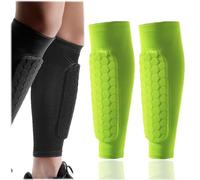 Shindefender Shin Guards for Kids, 2PC Compression Sleeve With Honeycomb Pads, Pull On Shin Pads, Sock Shin Pads, Sleeves for Soccer Baseball (B, S)