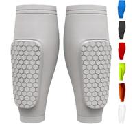 Shindefender Shin Guards, Shin Defender Shin Guards, Soccer Shin Guards for Kids and Aldult, Compression Sleeve with Honeycomb Pads - Soccer, Football, Boxing(White,X-Large)