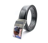 Shindn Custom Men's Belt, Personalize Your Pictures and Text on The Buckle,Reversible Belt 1.25" for Mens Golf Jeans,Adjustable Trim to Fit (1# Gun color)