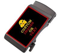 Shindn Mens Custom Ratchet Buckle,Rectangular Buckle Can Customize Images Text,Personalized Gift,Genuine Leather Ratchet Belt (1# Gun-color buckle)