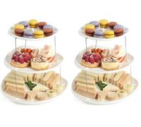 SHINE 3 Tier Twistfold Flat Cake Stand/Paries,Gathering,Guests Collapsible Plates (White) (Pack of 2)