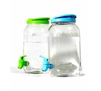 Shine 6L Drinks Dispenser Mason Jar Home Outdoor Picnic BBQ Parties With Tap Mug Jar Summer Party 2 x 3l Plastic Jars