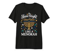 Shine Bright Like a Menorah Hanukkah Gold Stars Premium T-Shirt