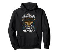 Shine Bright Like a Menorah Hanukkah Gold Stars Pullover Hoodie