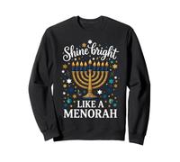 Shine Bright Like a Menorah Hanukkah Gold Stars Sweatshirt