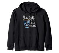 Shine Bright Like A Menorah Hanukkah Menorah Celebration Zip Hoodie