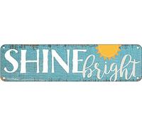 Shine Bright Nautical Blue Aluminum Metal Plaque Rustic Tin Sign Retro Wall Decor 4x16 Inch