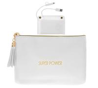 Shine Bright Power Bank Purse PU Cover with Zip Top and Tassel - White Super Power
