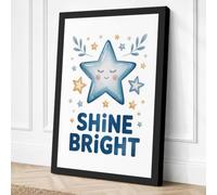 Shine Bright Star Minimalist Canvas Wall Art Print 24x16 Inch
