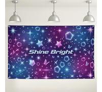 Shine Bright Starry Wall Backdrop, Colorful Glitter Party Decorations, Fun Butterfly Design for Photography Events, Birthday Celebration Supplies 71x43 Inch