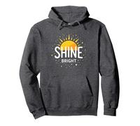 Shine Bright Sun Design Inspirational Wall Pullover Hoodie, Adult Unisex, Dark Heather Grey, XX-Large