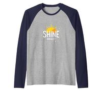 Shine Bright Sun Design Inspirational Wall Raglan Baseball Tee, Men, Navy Blue/Athletic Heather, XX-Large