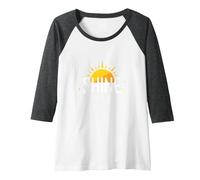 Shine Bright Sun Design Inspirational Wall Raglan Baseball Tee, Women, Dark Heather Grey/White, XX-Large