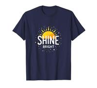 Shine Bright Sun Design Inspirational Wall T-Shirt, Men, Navy, 3XL