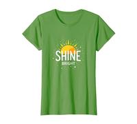 Shine Bright Sun Design Inspirational Wall T-Shirt, Women, Grass, XXL
