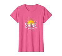 Shine Bright Sun Design Inspirational Wall T-Shirt, Women, Pink Heather, 3XL