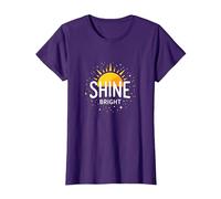Shine Bright Sun Design Inspirational Wall T-Shirt, Women, Purple, 3XL