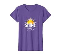 Shine Bright Sun Design Inspirational Wall T-Shirt, Women, Purple Heather, 3XL