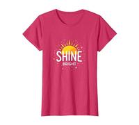 Shine Bright Sun Design Inspirational Wall T-Shirt, Women, Red Heather, 3XL
