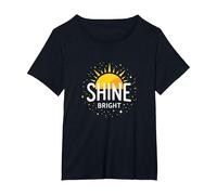Shine Bright Sun Design Inspirational Wall T-Shirt, Women's Plus, Black, 1X