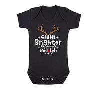 Shine Brighter Than Rudolph Baby Grow Vest, 3-6 Months, Black