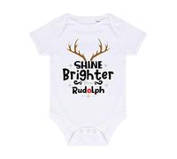 Shine Brighter Than Rudolph Baby Grow Vest, 6-12 Months, White