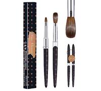 Shine Chance 2Pcs Acrylic Nail Brushes Set, 100% Pure Kolinsky Size 10 Nail Art Brush & Small Clean Up Brush, Art Design & Polish Mistake Cleaning Manicure Tools for Women Acrylic Application