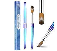 Shine Chance Acrylic Nail Brush Size 16, 100% Pure Kolinsky 3D Art Nail Brush with Gradient Blue Handle, Art Design Powder Nail Brush Pen for Nails Extension & Carving, Acrylic Application Tools
