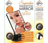 SHINE COSMETIC LED TABLE MAKE UP MIRROR- TOUCH CONTROL & 5X MAGNIFYING MAGNIFICATION 16 LED LIGHTS- SELFIE MIRROR (BLACK)