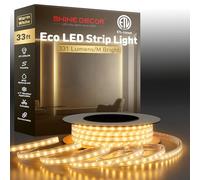 Shine Decor AC120V ECO LED Strip Lights 3000K Warm White, Cold-Resistant Waterproof Connectable Rope Light, 310 LMNs/M Bright Lighting Strips 32.8FT Dimmable Cuttable for Indoor Outdoor ETL Listed