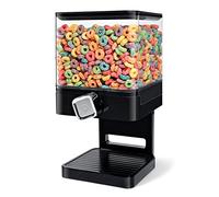 SHINE Double/Single Cereal Dispenser Dry food Container Machine/Storage holds 19 Ounces Food (Single Dispenser Black)