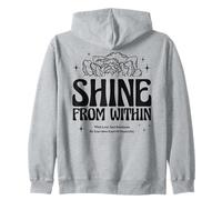 Shine From Within Floral Retro Aesthetic Boho Positivity Zip Hoodie